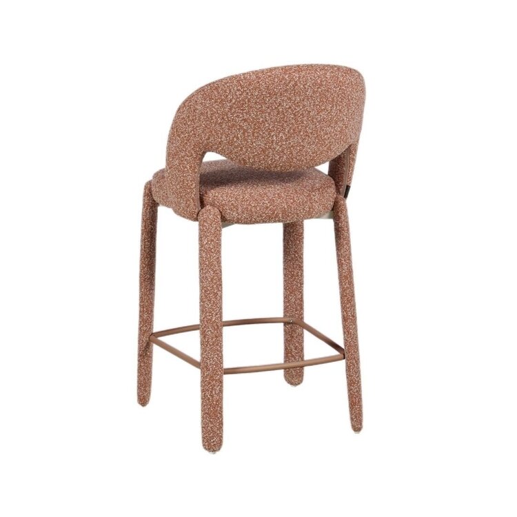 Tabouret de bar June bouclé terracotta 70 cm