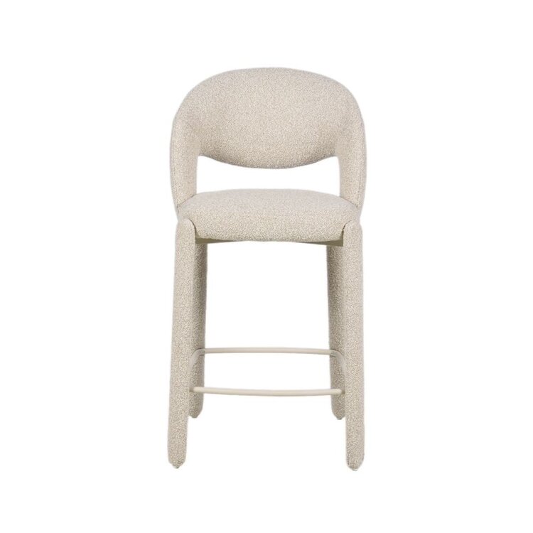 Tabouret de bar June bouclé taupe 70 cm