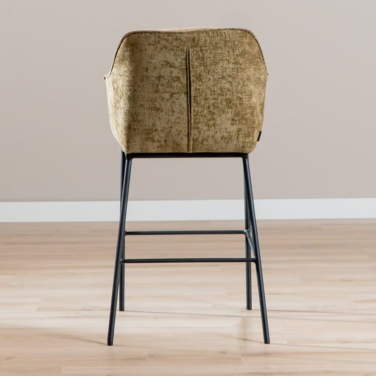 Tabouret de bar Nubo en chenille vert olive 85 cm