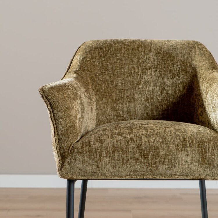 Tabouret de bar Nubo en chenille vert olive 85 cm