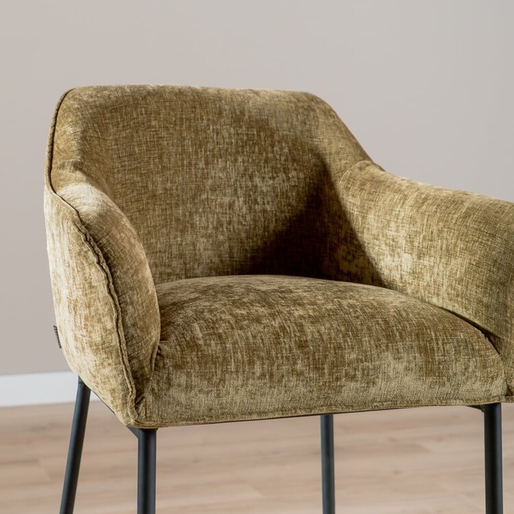 Tabouret de bar Nubo en chenille vert olive 85 cm