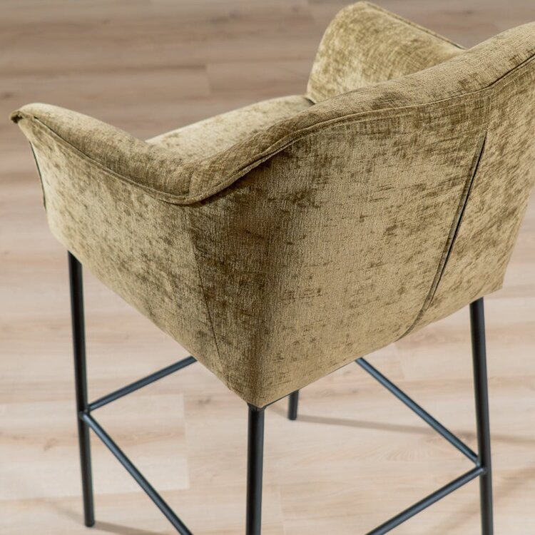 Tabouret de bar Nubo en chenille vert olive 85 cm