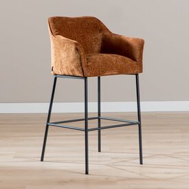 Tabouret de bar Nubo en chenille cuivre 85 cm