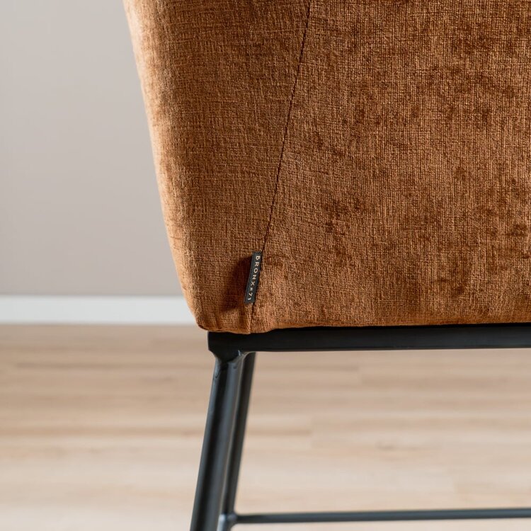 Tabouret de bar Nubo en chenille cuivre 85 cm