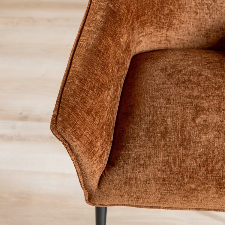 Tabouret de bar Nubo en chenille cuivre 85 cm