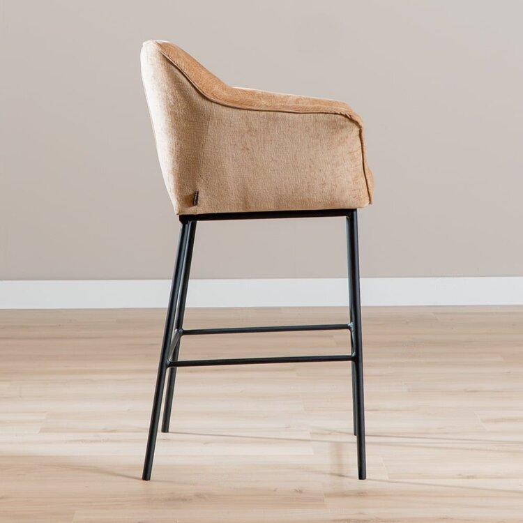 Tabouret de bar Nubo en chenille peach 85 cm