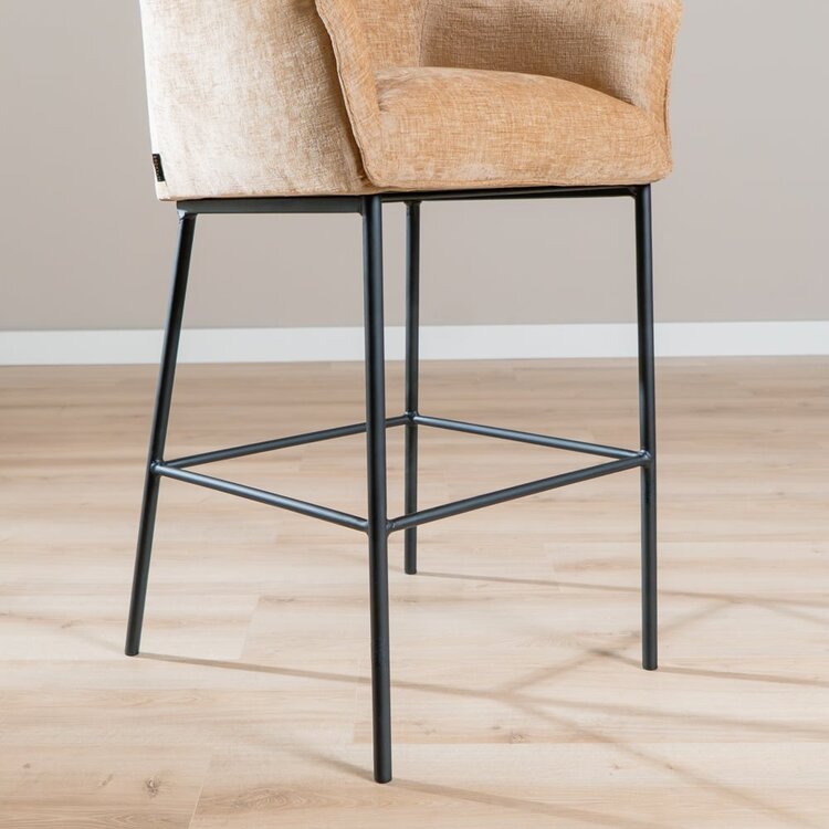 Tabouret de bar Nubo en chenille peach 85 cm