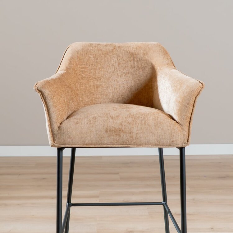 Tabouret de bar Nubo en chenille peach 85 cm