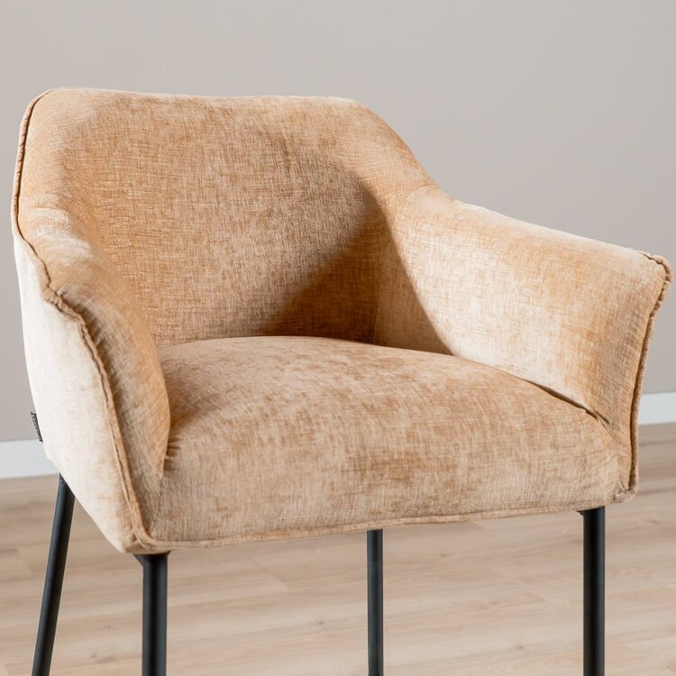 Tabouret de bar Nubo en chenille peach 85 cm