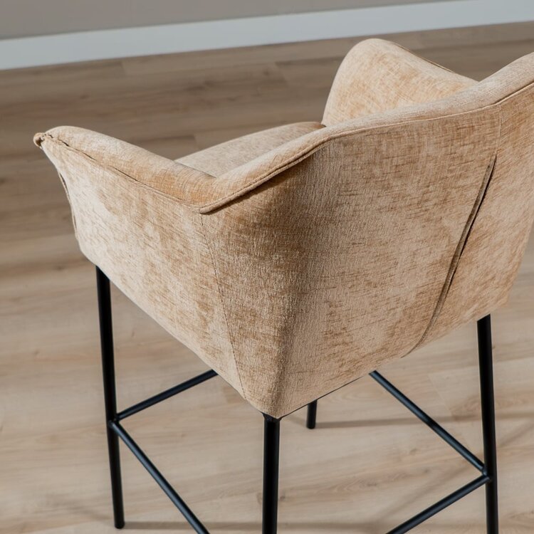 Tabouret de bar Nubo en chenille peach 85 cm