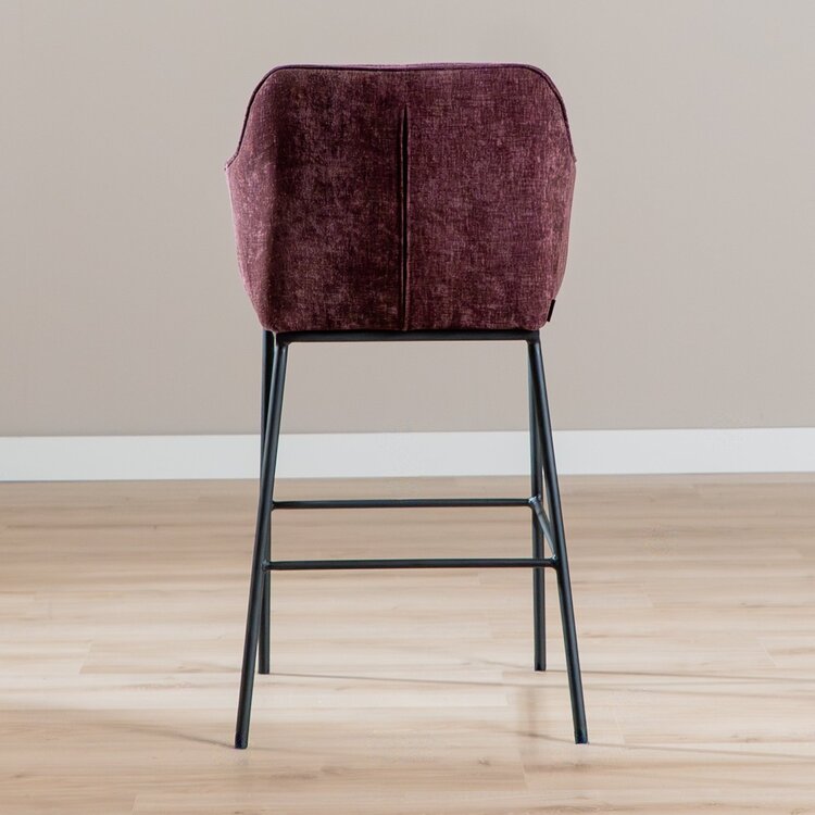 Tabouret de bar Nubo en chenille violet 85 cm