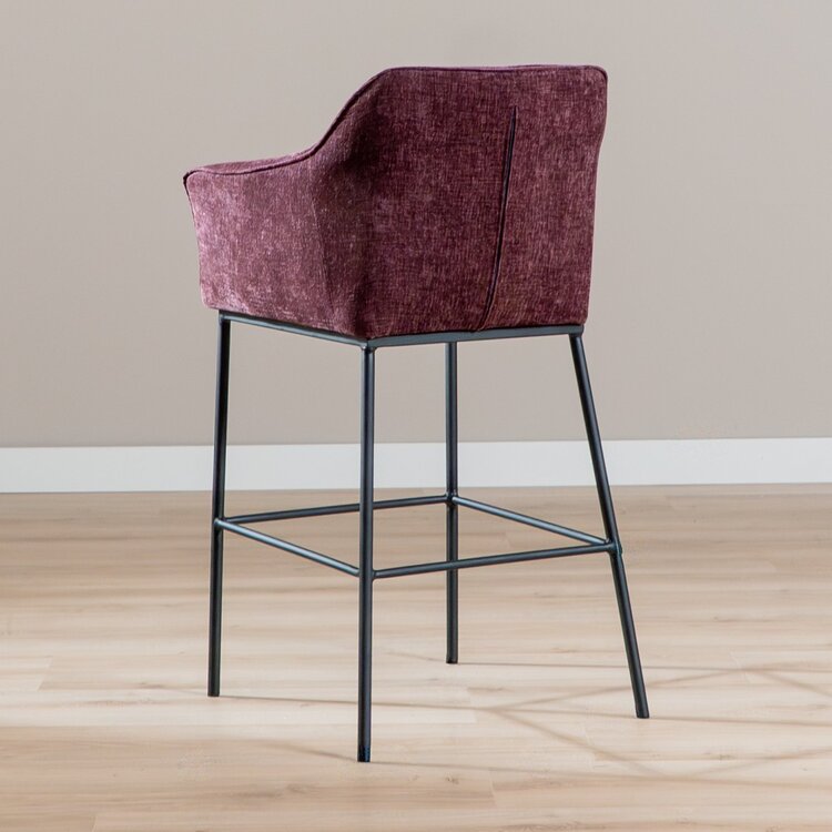 Tabouret de bar Nubo en chenille violet 85 cm