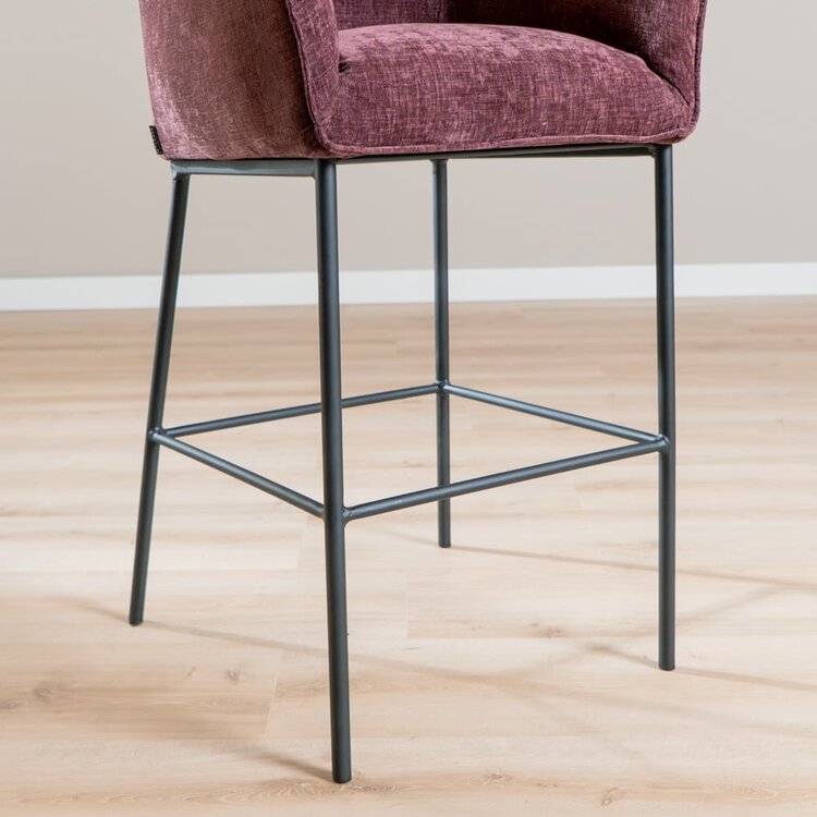 Tabouret de bar Nubo en chenille violet 85 cm