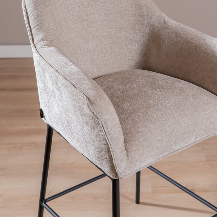 Tabouret de bar Nubo en chenille sand 85 cm