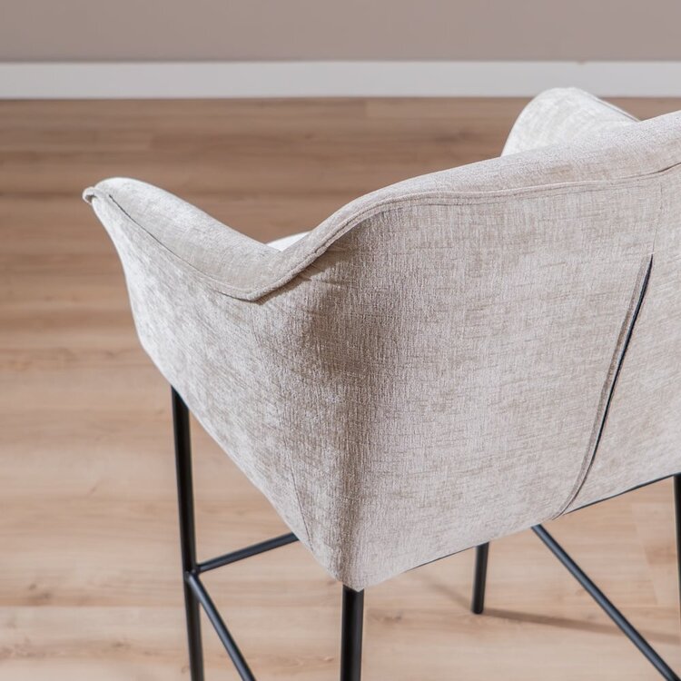 Tabouret de bar Nubo en chenille sand 85 cm