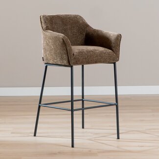 Tabouret de bar Nubo en chenille mocha 85 cm