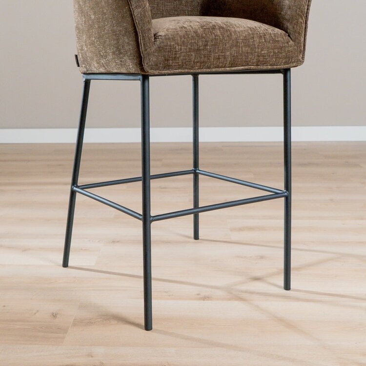 Tabouret de bar Nubo en chenille mocha 85 cm