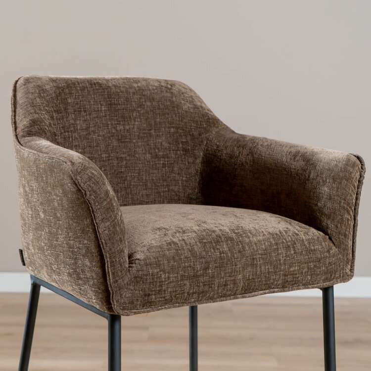 Tabouret de bar Nubo en chenille mocha 85 cm