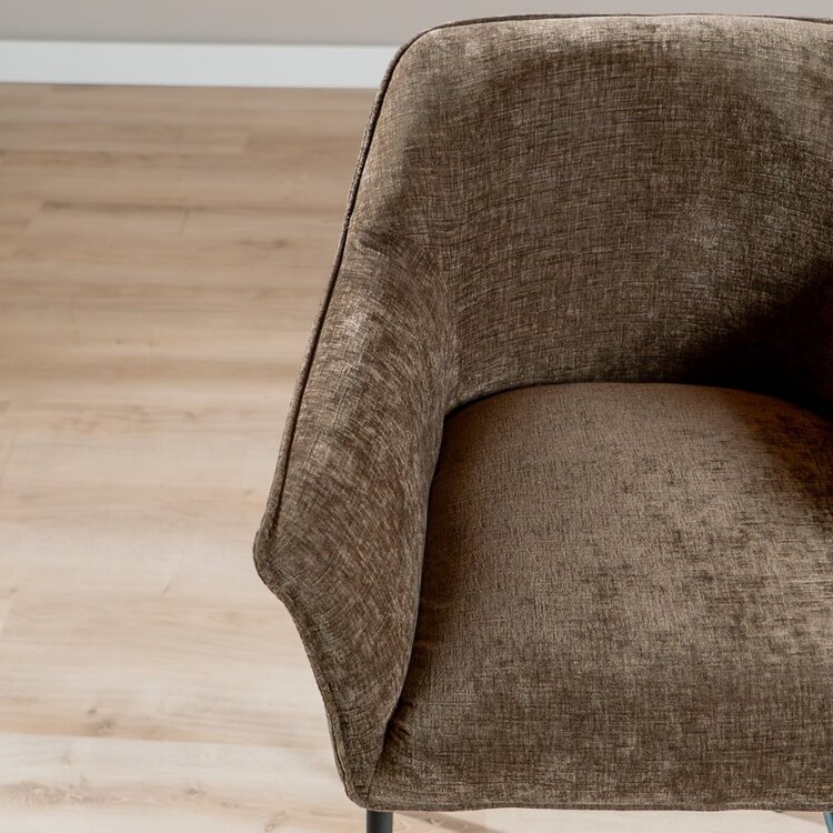 Tabouret de bar Nubo en chenille mocha 85 cm