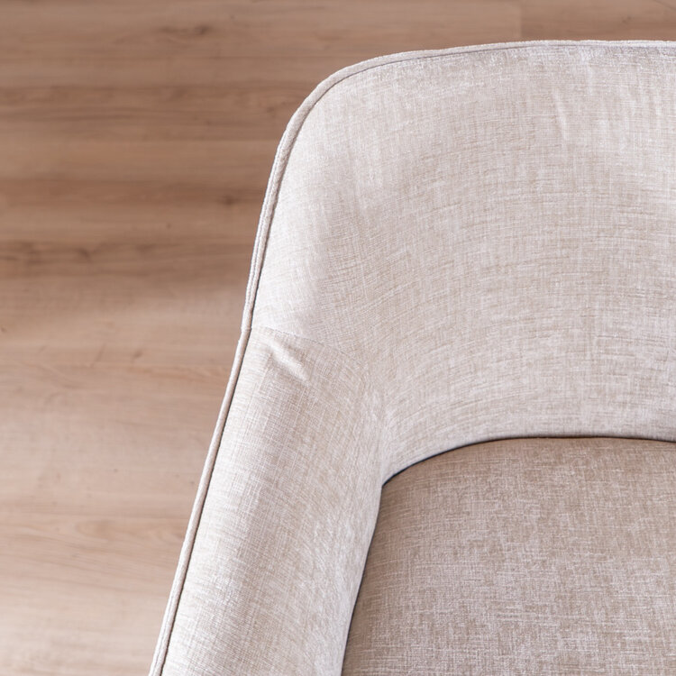 Chaise de salle à manger avec roulettes Enzo chenille sand