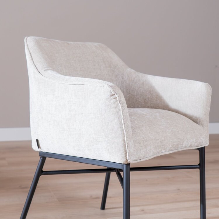 Chaise de salle à manger Nubo en chenille sand