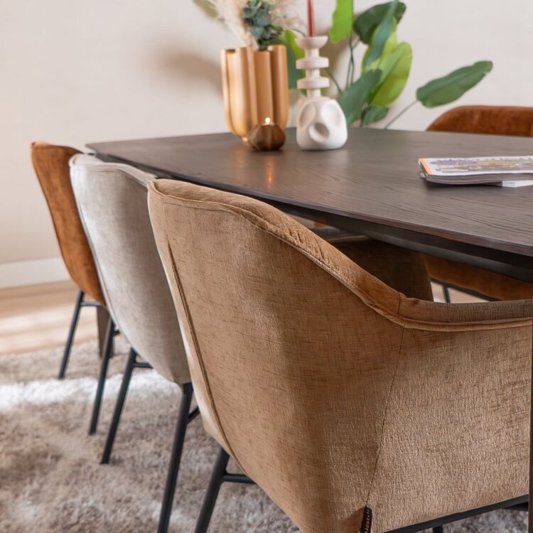 Chaise de salle à manger Nubo en chenille sand