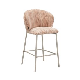 Tabouret de bar Milo chenille beige/pink 70 cm
