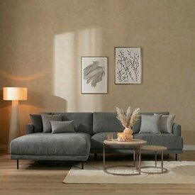 Canapé d'angle gauche Scandinave Denver mélangé anthracite