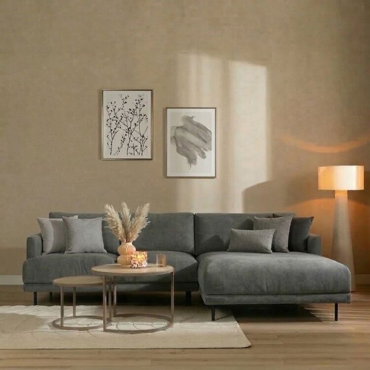 Canapé d'angle droite Scandinave Denver mélangé  anthracite