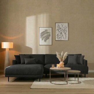 Canapé d'angle gauche Scandinave Denver mélangé noir