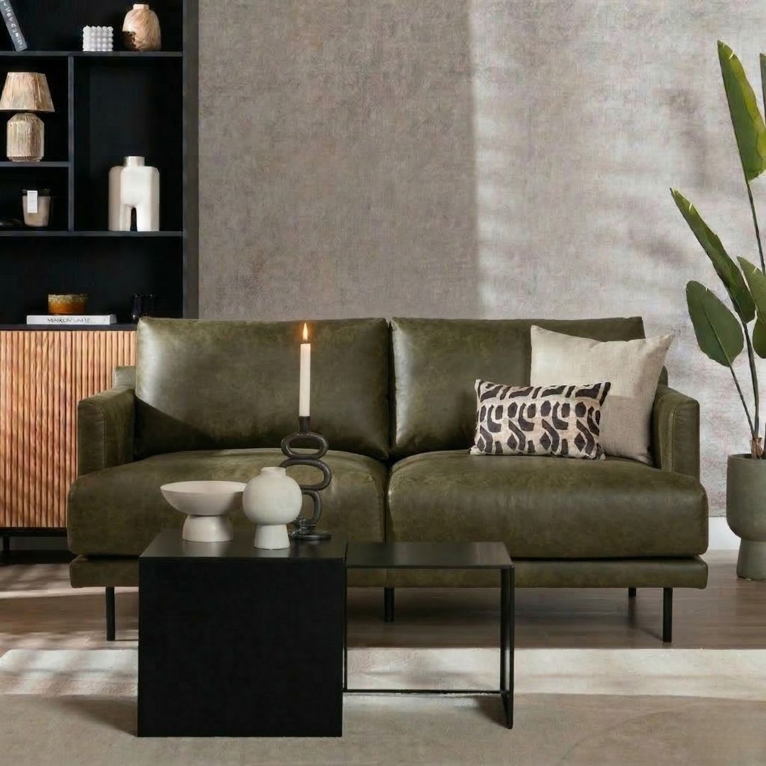 Canapé en cuir Denver 2,5 places vert