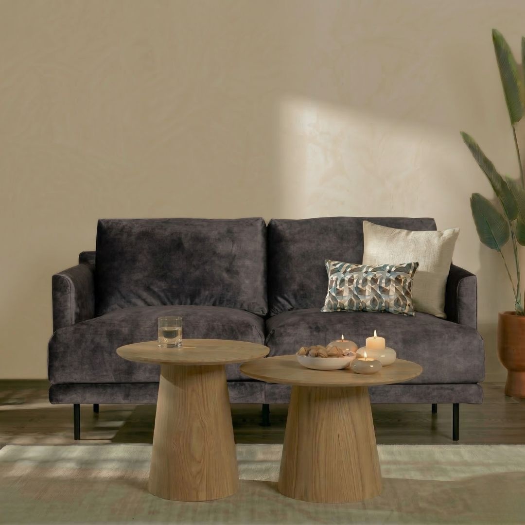 Canapé en velours 2,5 places Denver anthracite