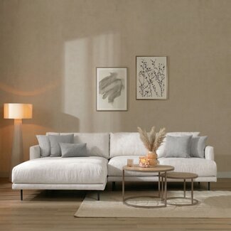 Canapé d'angle gauche scandinave Denver blanc mélange