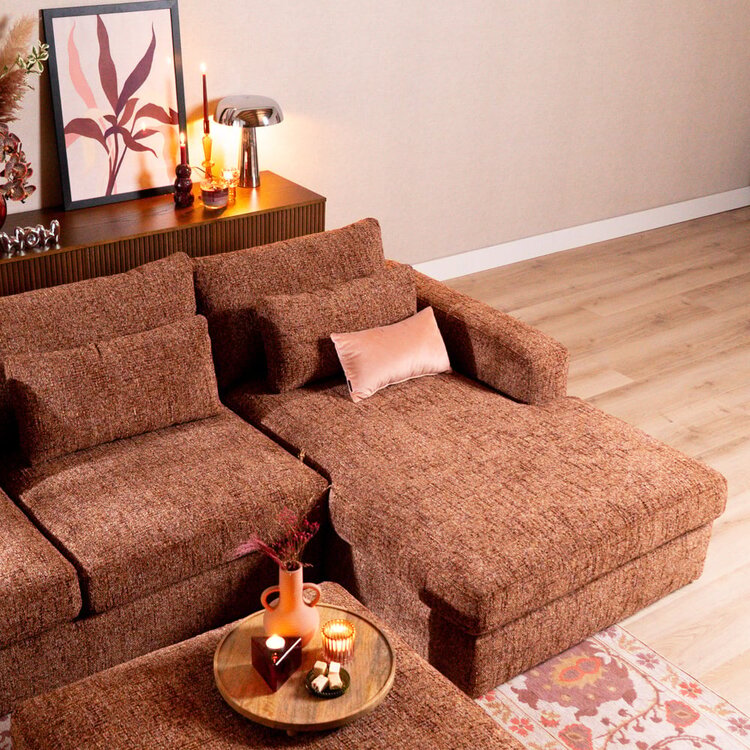 Canapé en U Kyle 6 places chenille rouge