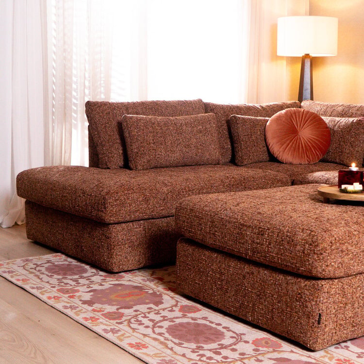 Canapé en U Kyle 6 places chenille rouge