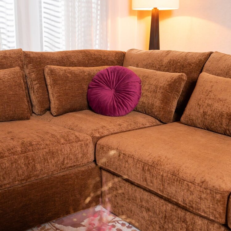 Canapé d’angle Kyle gauche chenille cuivre