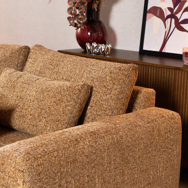 Canapé en U Kyle 6 places chenille jaune ocre