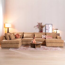 Canapé en U Kyle 6 places chenille jaune ocre