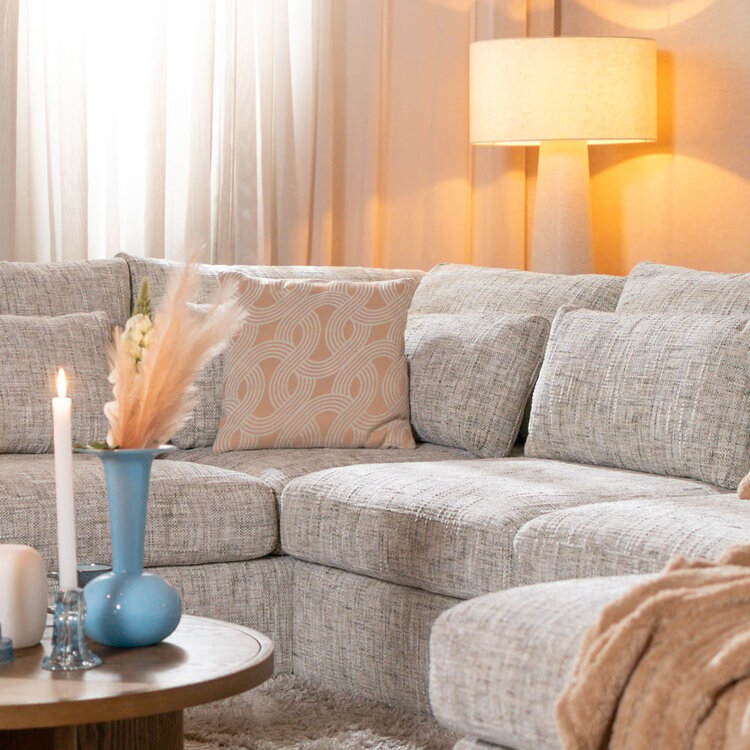 Canapé en U Kyle 6 places chenille sand grey