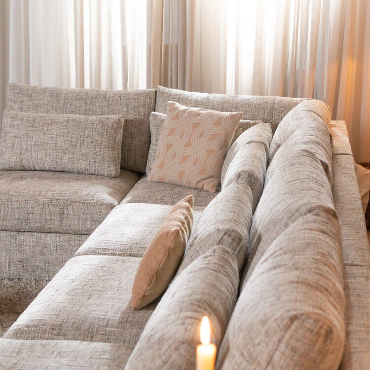 Canapé en U Kyle 6 places chenille sand grey