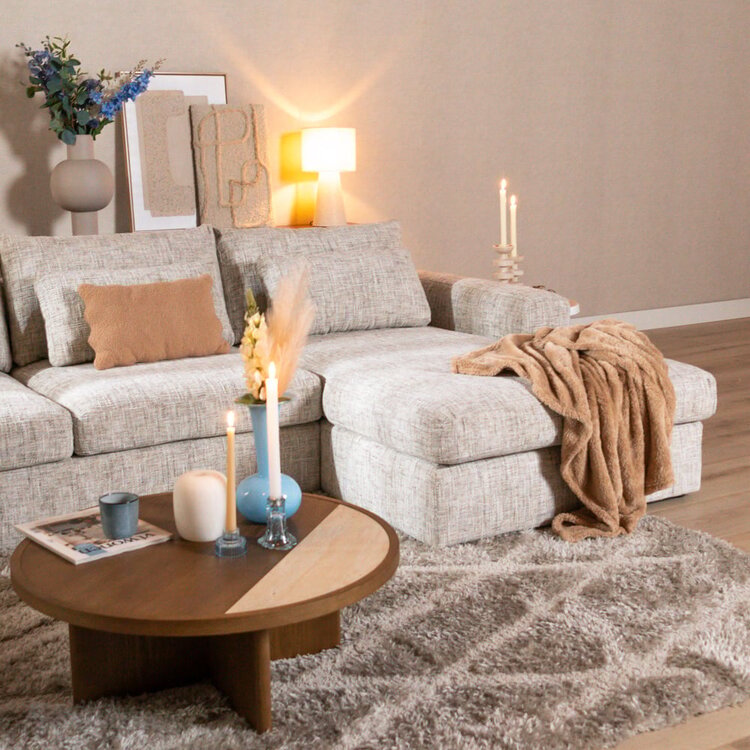 Canapé en U Kyle 6 places chenille sand grey