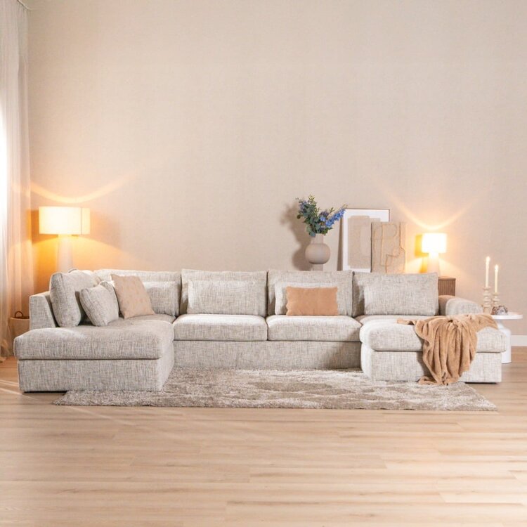 Canapé en U Kyle 6 places chenille sand grey