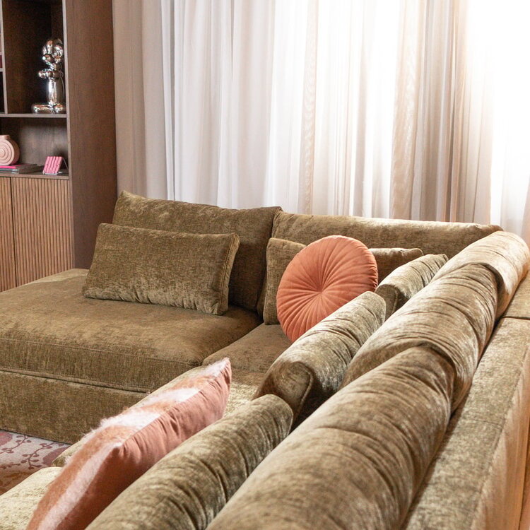 Canapé d’angle Kyle gauche chenille vert