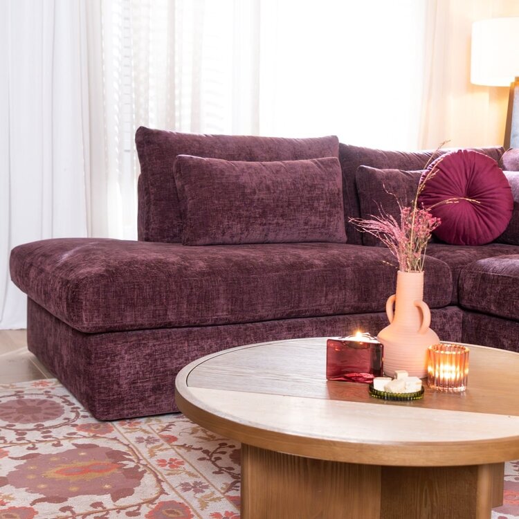 Canapé en U Kyle 6 places chenille violet