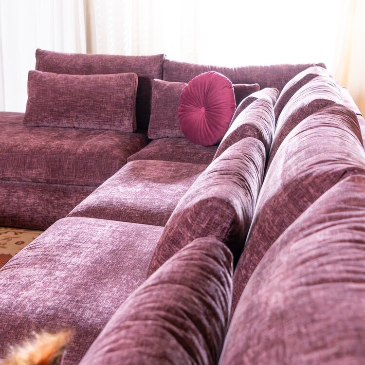 Canapé en U Kyle 6 places chenille violet