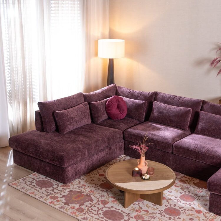 Canapé en U Kyle 6 places chenille violet