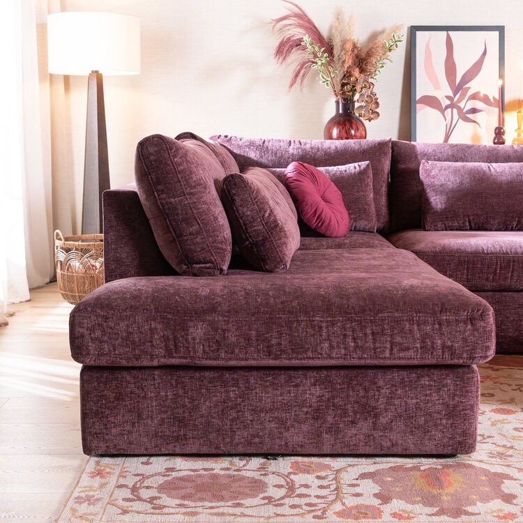 Canapé d’angle Kyle gauche chenille violet