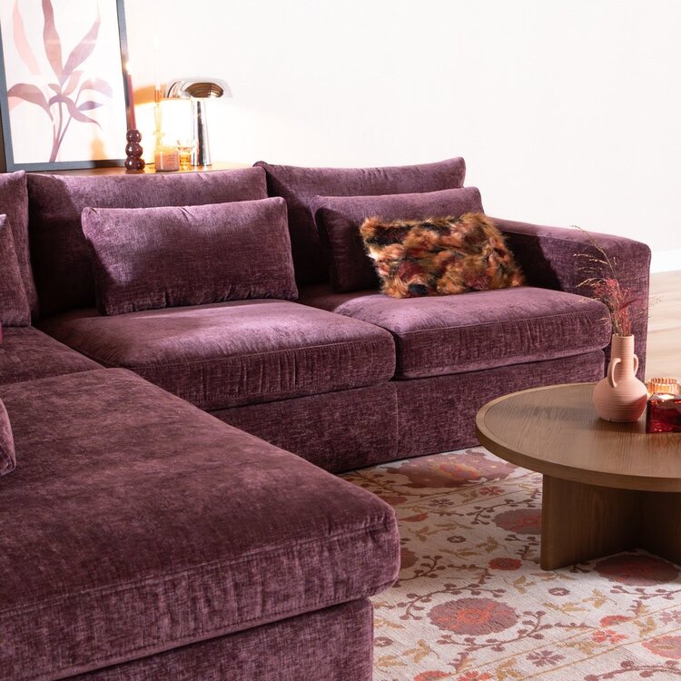 Canapé d’angle Kyle gauche chenille violet