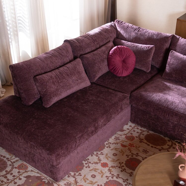 Canapé d’angle Kyle gauche chenille violet