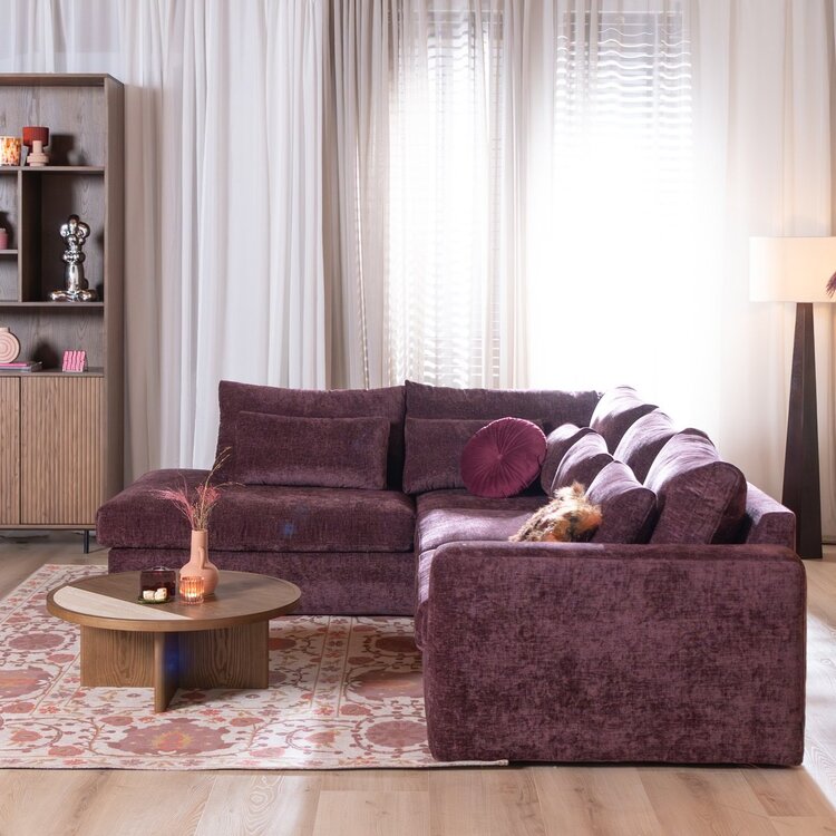 Canapé d’angle Kyle gauche chenille violet